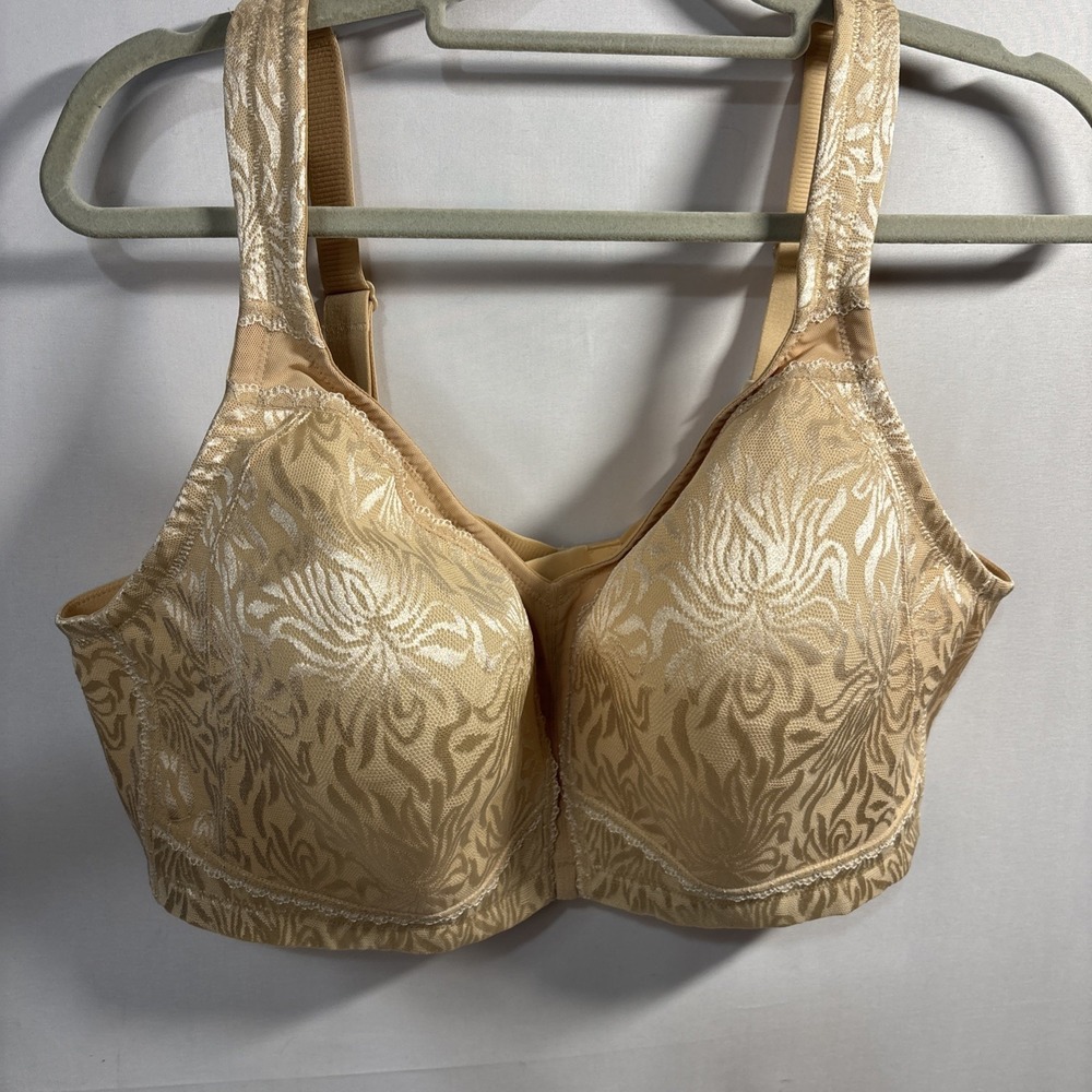 Wingslove 46D Full Coverage Plus Size Wireless Minimizer Bra Floral Beige Nude